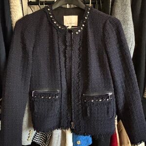 Rebecca Taylor navy Tweed Jacket with Studded Details